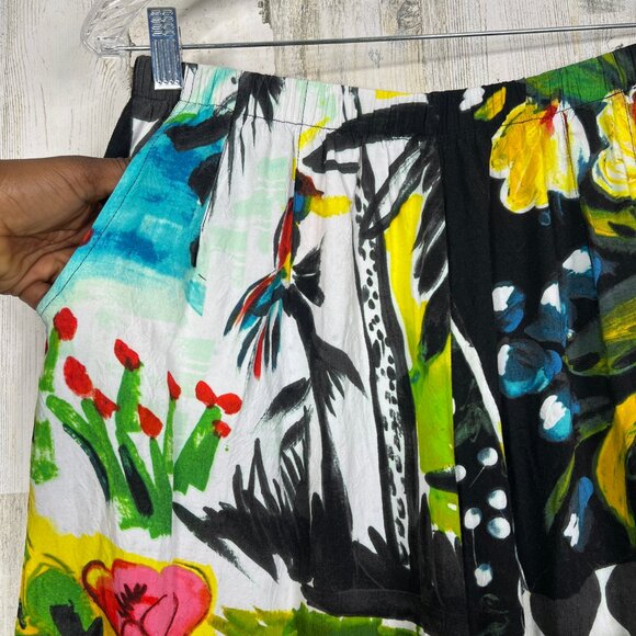 Jams World Parrot Cove Hawaiian Floral Wide Leg Cropped Pants Womens Size Large - Picture 6 of 14